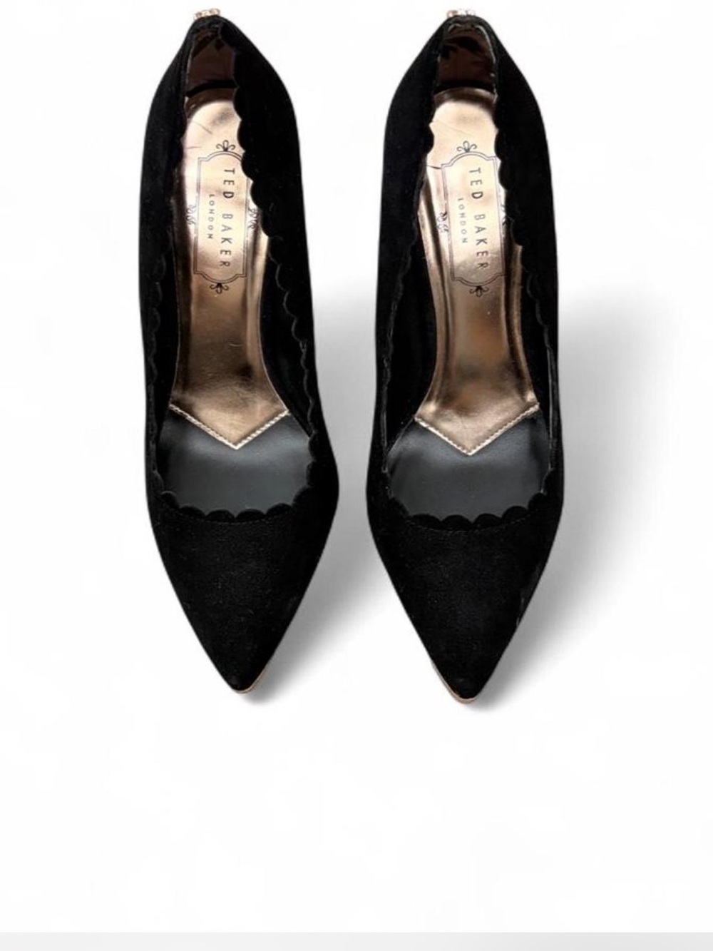 Ted Baker Black Scalloped Pointed Toe Heels